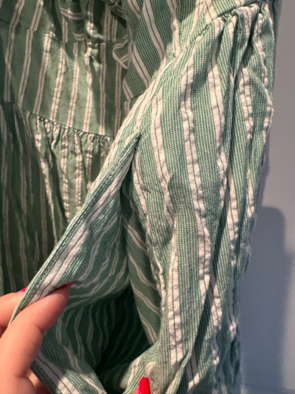 NWOT Old Navy Fit & Flare Tie-Front Seersucker Green Midi Dress size XXL - Picture 10 of 10